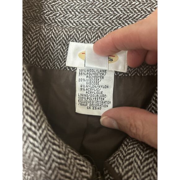 Talbots Wool Blend Embroidered Full Zipper Vest Herringbone Classic Chic Sz L - Picture 6 of 6